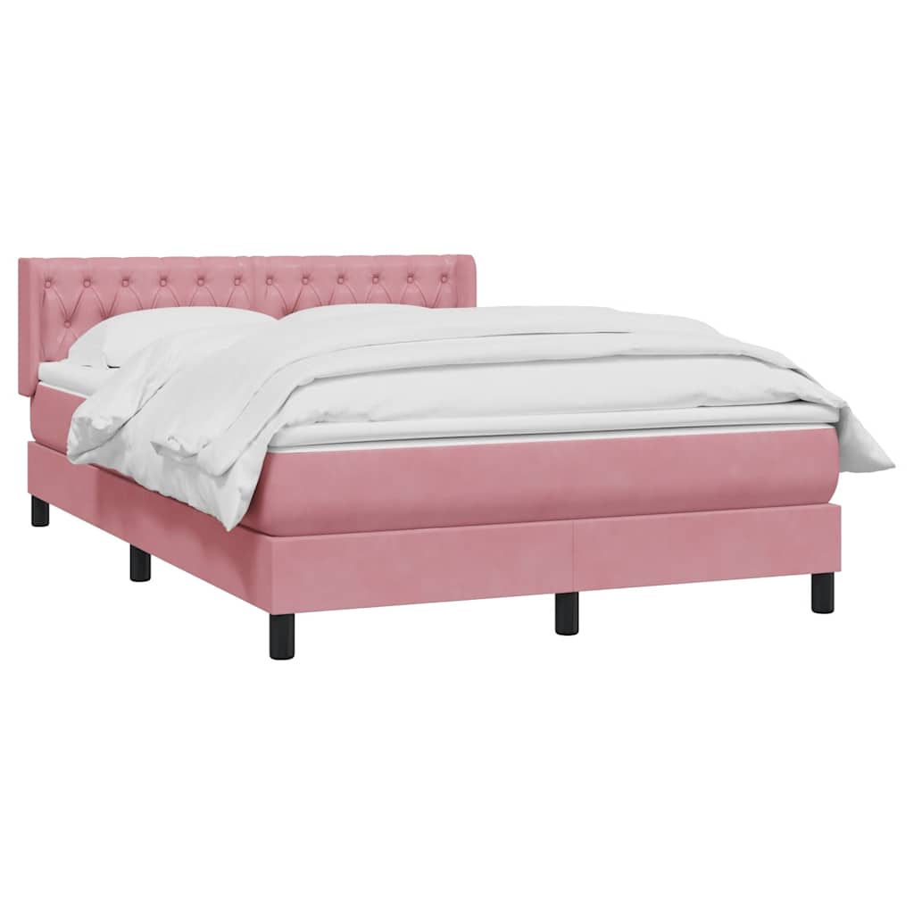 vidaXL Box Spring κρεβάτι με στρώμα ροζ 160x220 cm Βελούδινο