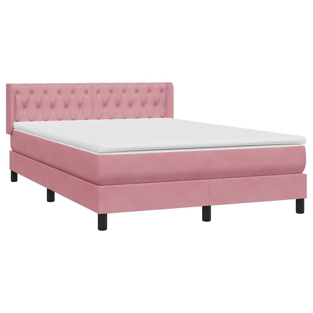 vidaXL Box Spring κρεβάτι με στρώμα ροζ 160x220 cm Βελούδινο
