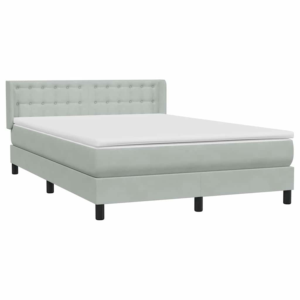 vidaXL Κρεβάτι Boxspring με Στρώμα Ανοιχτό Γκρι 160x210 εκ. Βελούδινο