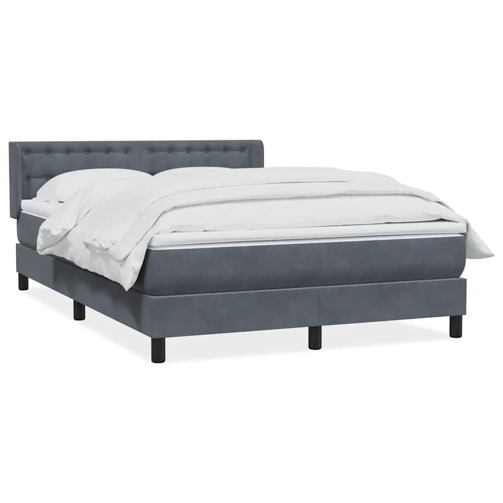 vidaXL Κρεβάτι Boxspring με Στρώμα Σκούρο Γκρι 160x210 εκ. Βελούδινο