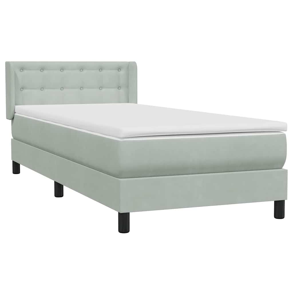 vidaXL Box Spring κρεβάτι με στρώμα ανοιχτό γκρι 80x220 cm Βελούδινο