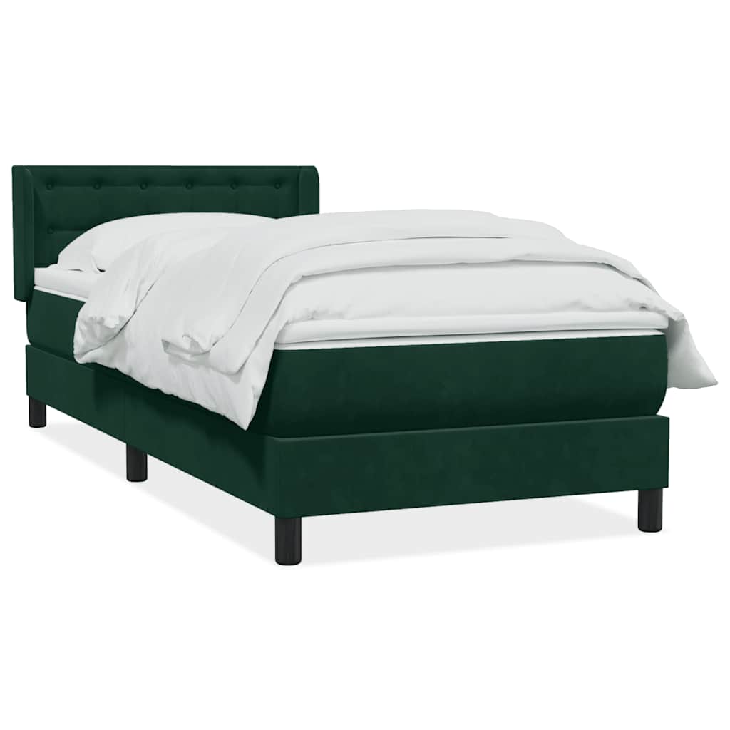 vidaXL Box Spring κρεβάτι με στρώμα σκούρο πράσινο 80x220εκ. Βελούδινο