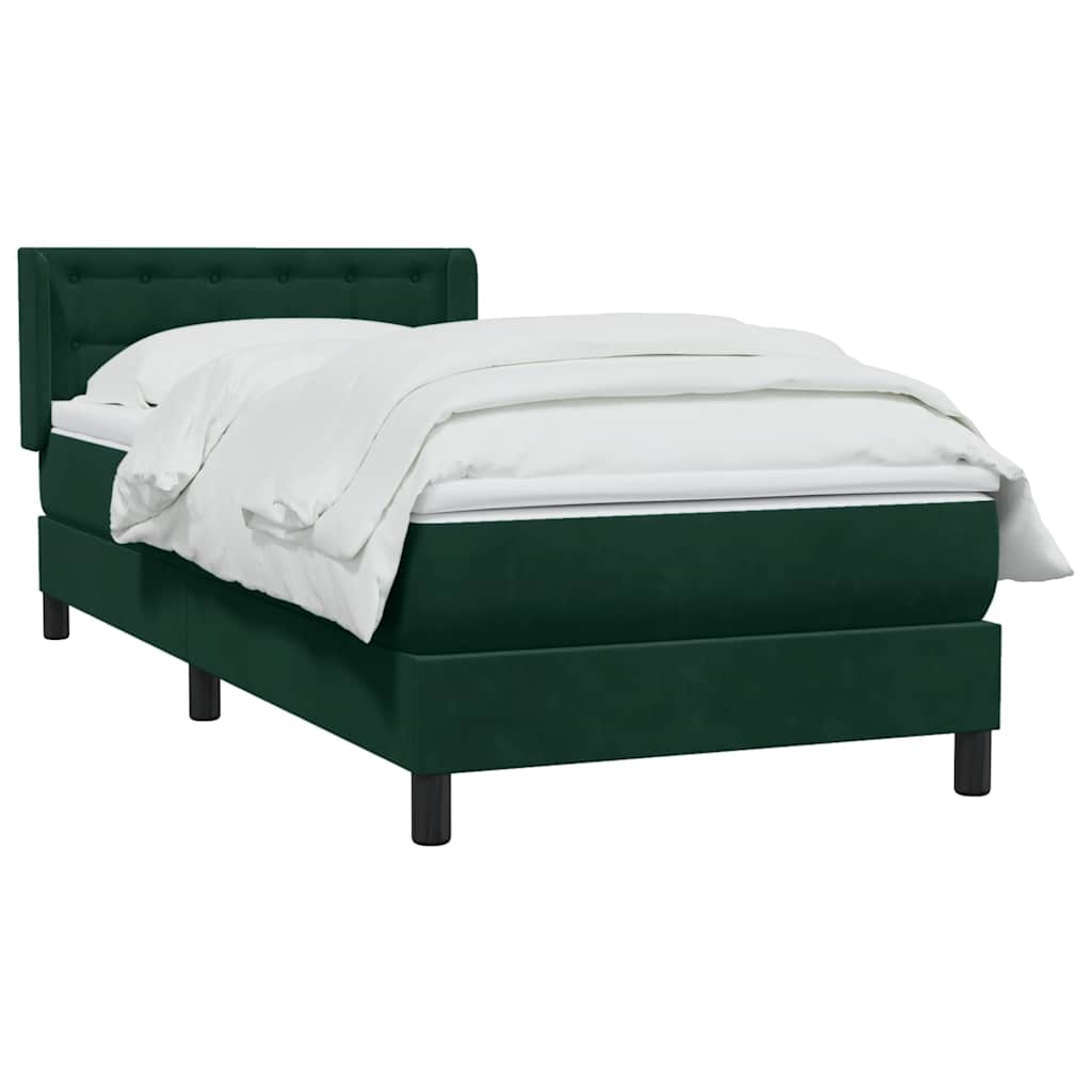 vidaXL Box Spring κρεβάτι με στρώμα σκούρο πράσινο 80x220εκ. Βελούδινο