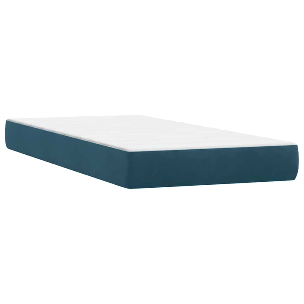 vidaXL Κρεβάτι Boxspring με Στρώμα Σκούρο Μπλε 80x220 εκ. Βελούδινο