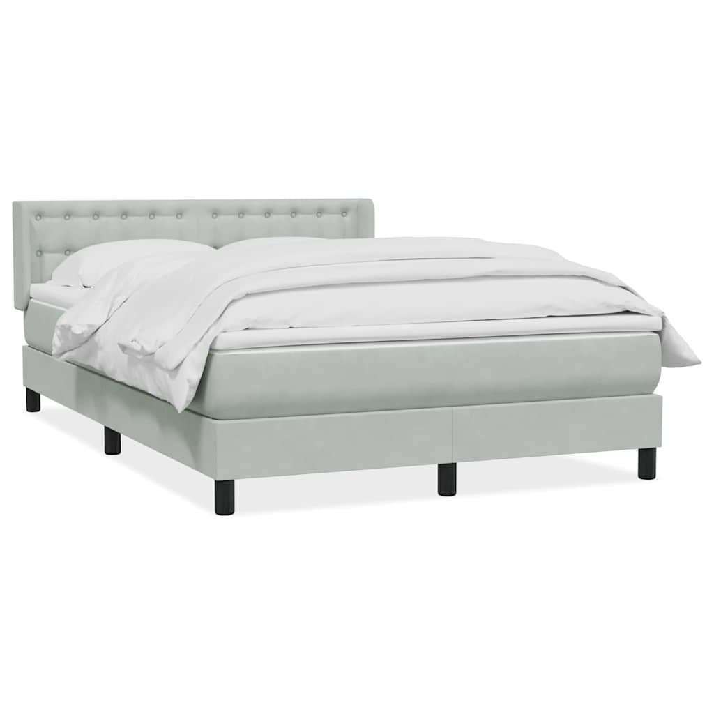vidaXL Κρεβάτι Boxspring με Στρώμα Ανοιχτό Γκρι 160x220 εκ. Βελούδινο