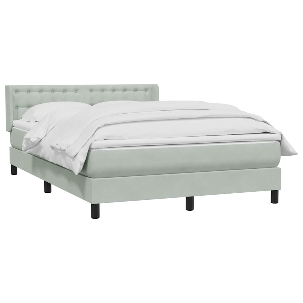 vidaXL Κρεβάτι Boxspring με Στρώμα Ανοιχτό Γκρι 160x220 εκ. Βελούδινο