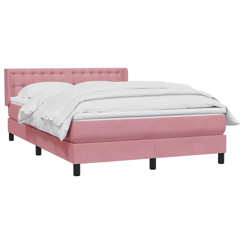 vidaXL Box Spring κρεβάτι με στρώμα ροζ 160x220 cm Βελούδινο