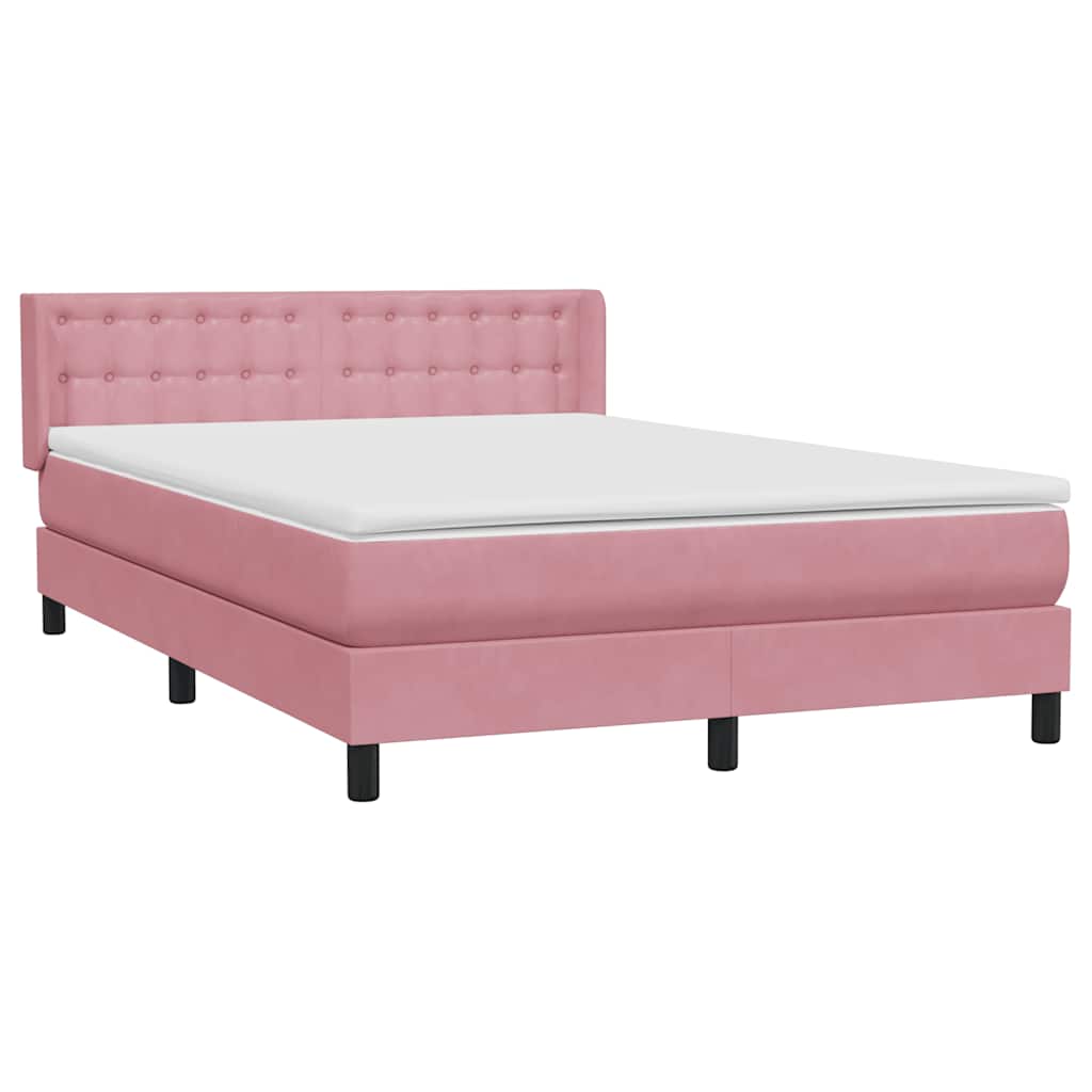 vidaXL Box Spring κρεβάτι με στρώμα ροζ 160x220 cm Βελούδινο