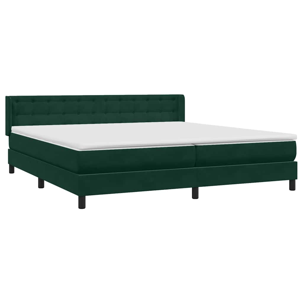 vidaXL Box Spring κρεβάτι με στρώμα σκούρο πράσινο 180x220cm Βελούδινο