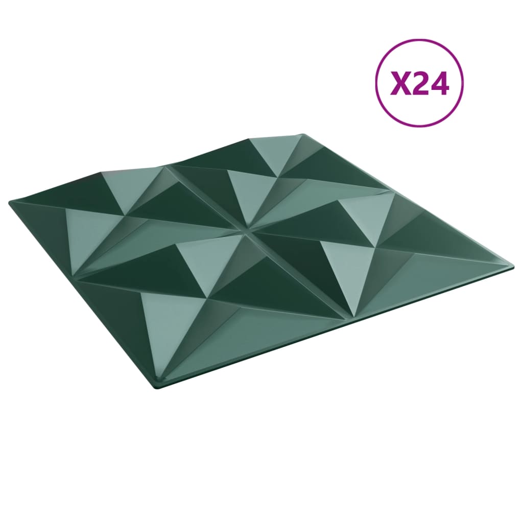 vidaXL Πάνελ Τοίχου 24 τεμ. Πράσινη Origami 50 x 50 εκ. 6 μ² από XPS