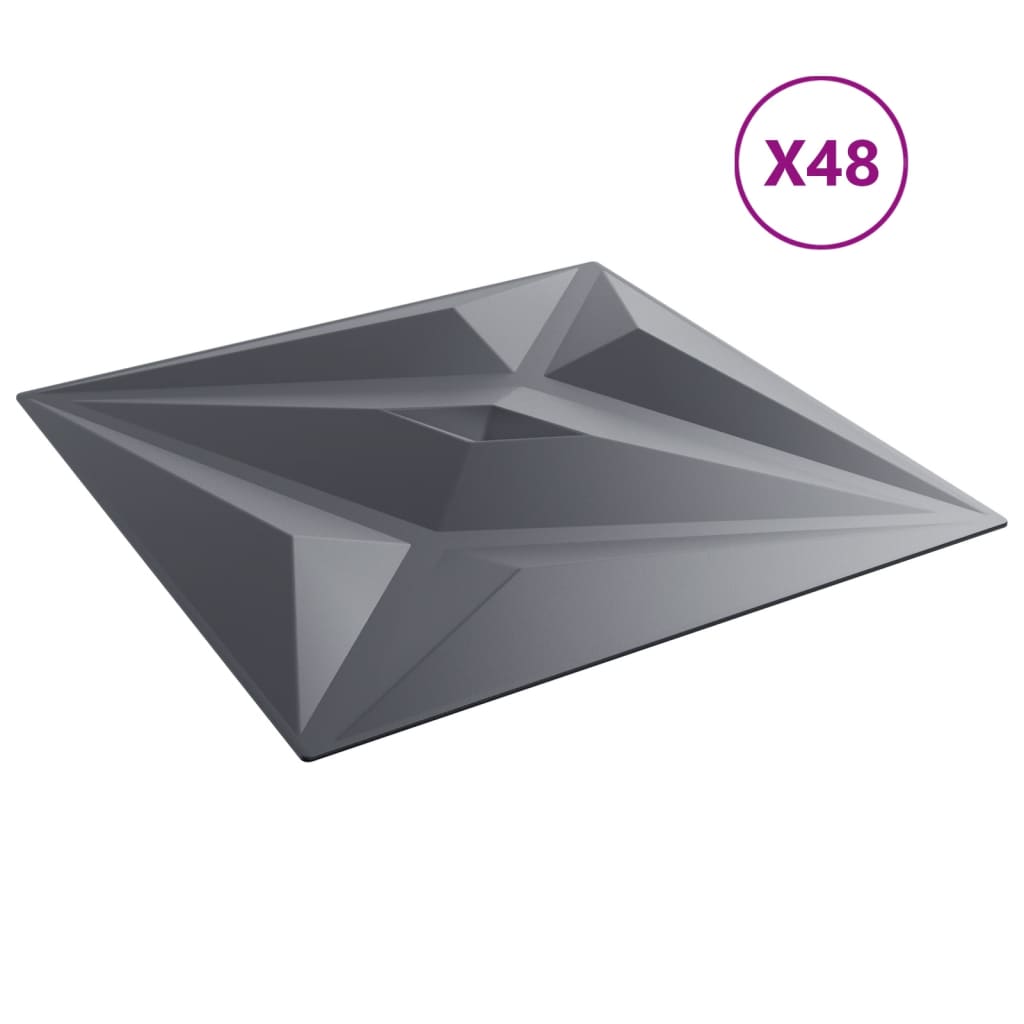 vidaXL Πάνελ Τοίχου 48 τεμ. Γκρι Σχ. Αστέρι 50x50 εκ. 12 μ² XPS