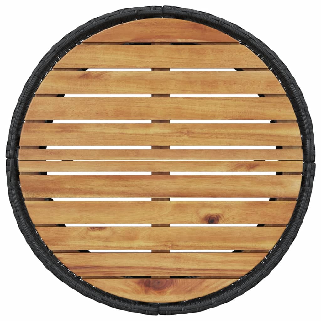 vidaXL Καναπές Κήπου Στρογγυλός Μαύρος Συνθ. Ρατάν Τραπέζι + Μαξιλάρια