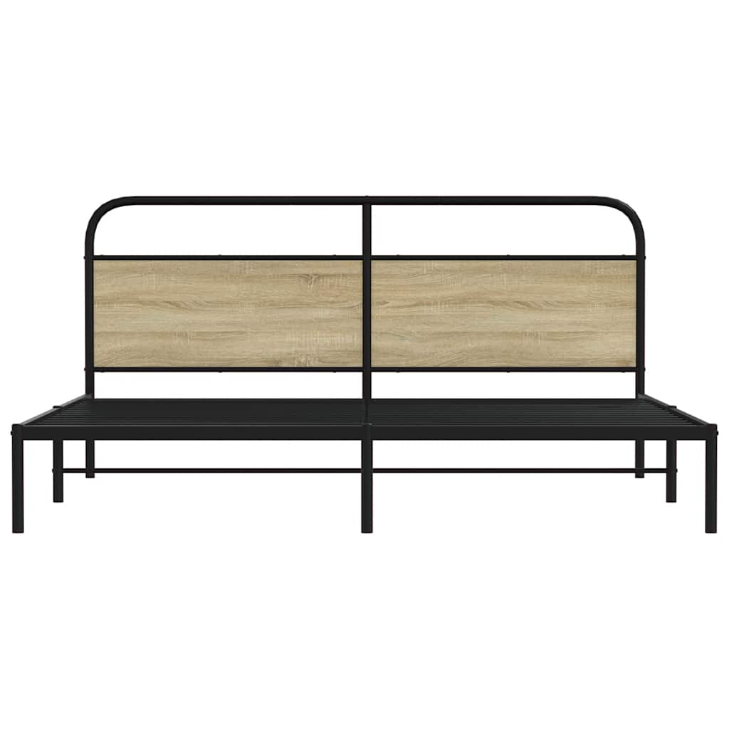 vidaXL Σκελετός Κρεβ. Χωρίς Στρώμα Sonoma Δρυς 180x200 εκ. Μεταλλικό