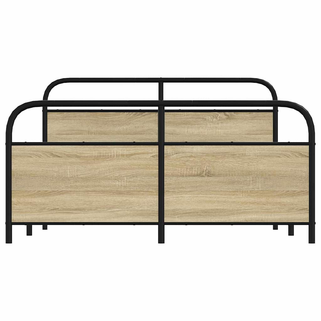 vidaXL Σκελετός Κρεβ. Χωρίς Στρώμα Sonoma Δρυς 150x200 εκ. Μεταλλικό