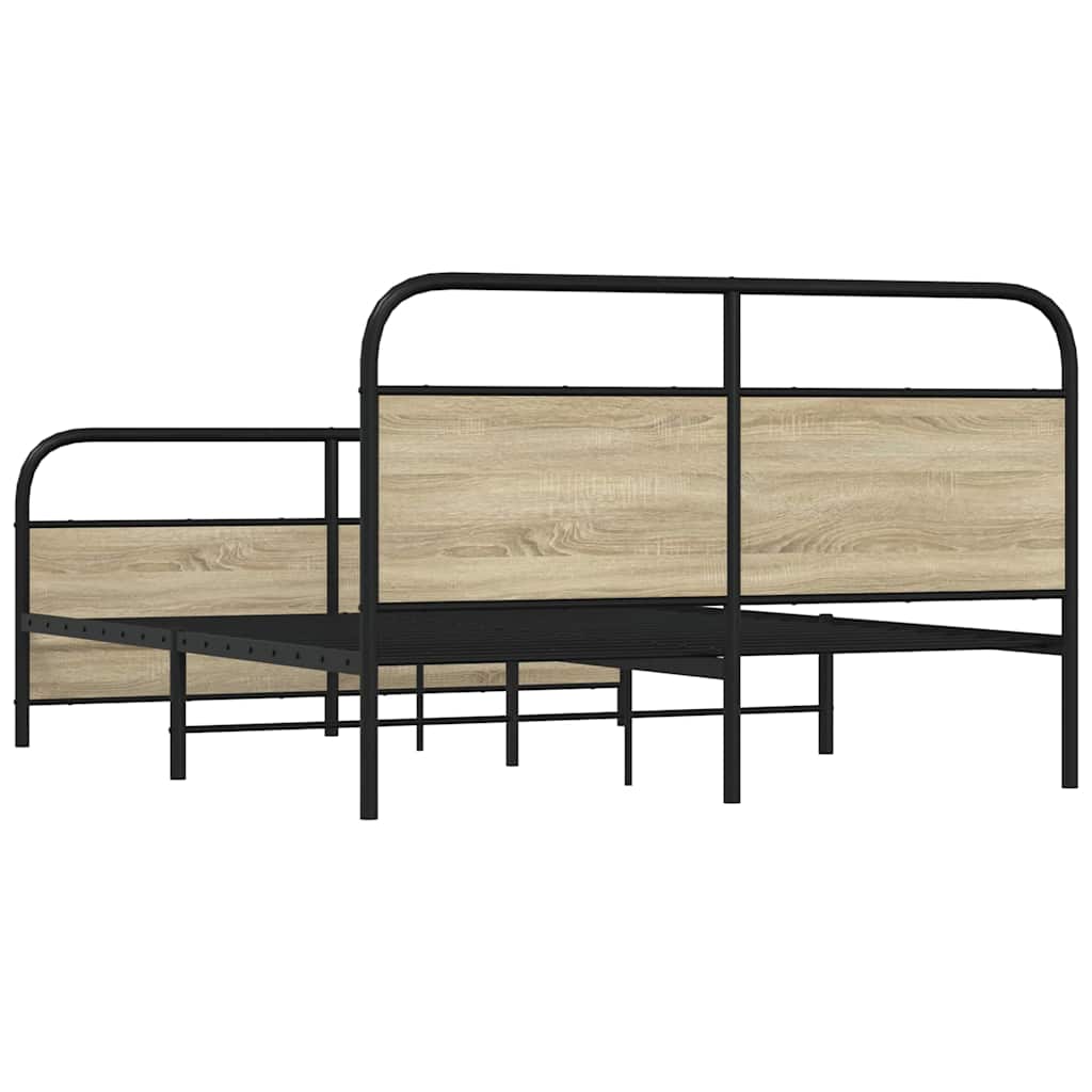vidaXL Σκελετός Κρεβ. Χωρίς Στρώμα Sonoma Δρυς 160x200 εκ. Μεταλλικό