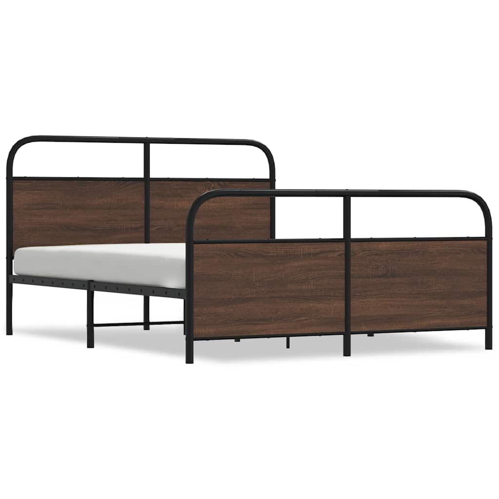 vidaXL Σκελετός Κρεβ. Χωρίς Στρώμα Καφέ Δρυς 150x200 εκ. Μεταλλικό