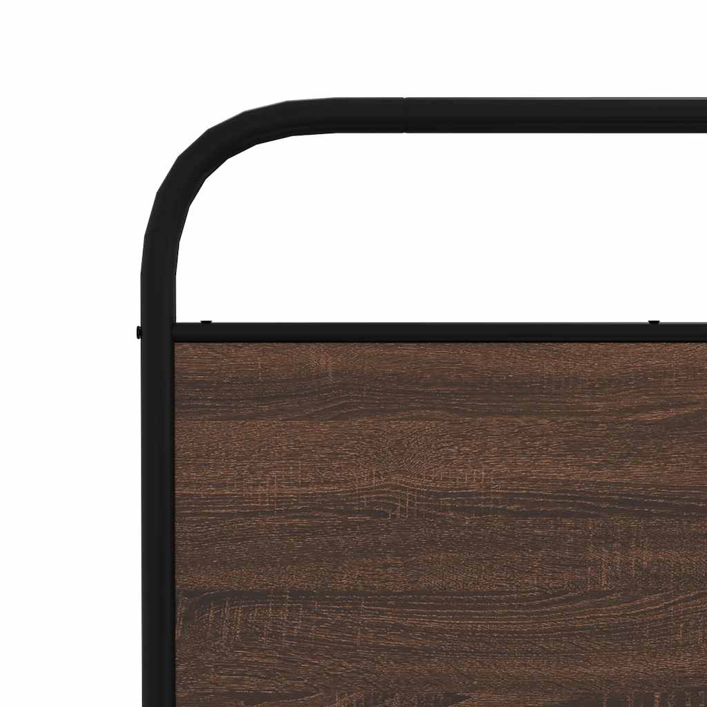 vidaXL Σκελετός Κρεβ. Χωρίς Στρώμα Καφέ Δρυς 193x203 εκ. Μεταλλικό
