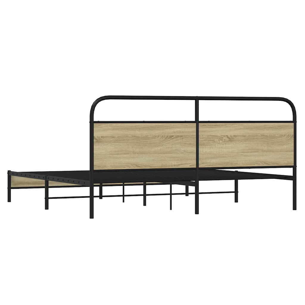 vidaXL Σκελετός Κρεβ. Χωρίς Στρώμα Sonoma Δρυς 180x200 εκ. Μεταλλικό