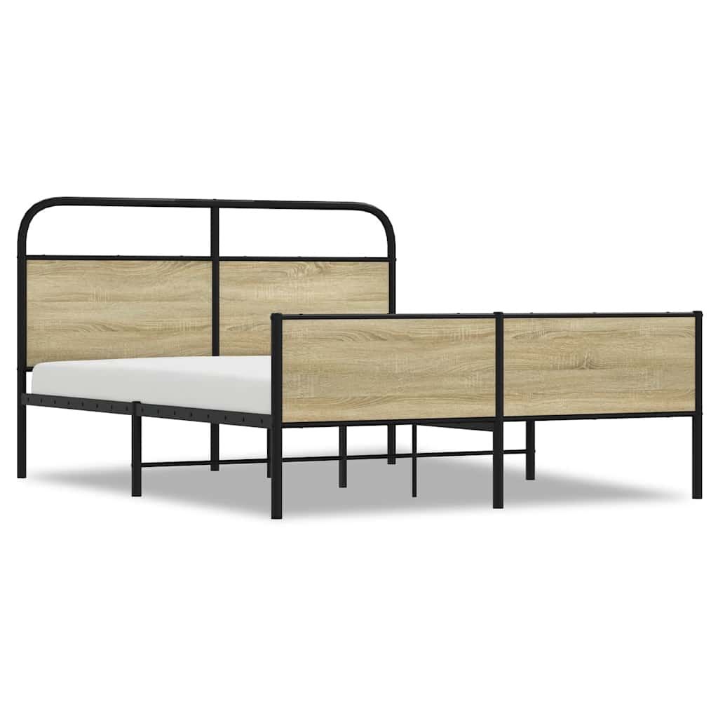 vidaXL Σκελετός Κρεβ. Χωρίς Στρώμα Sonoma Δρυς 150x200 εκ. Μεταλλικό