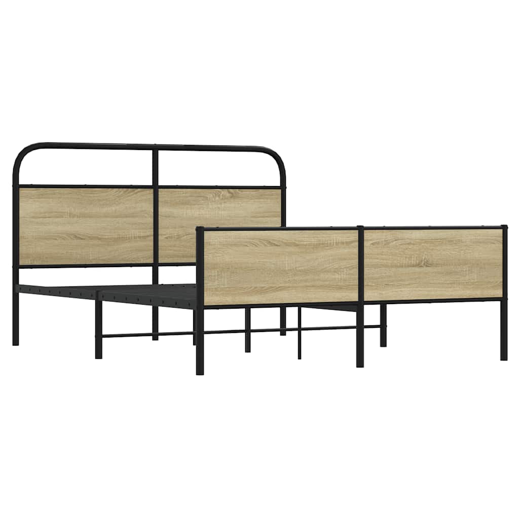 vidaXL Σκελετός Κρεβ. Χωρίς Στρώμα Sonoma Δρυς 150x200 εκ. Μεταλλικό