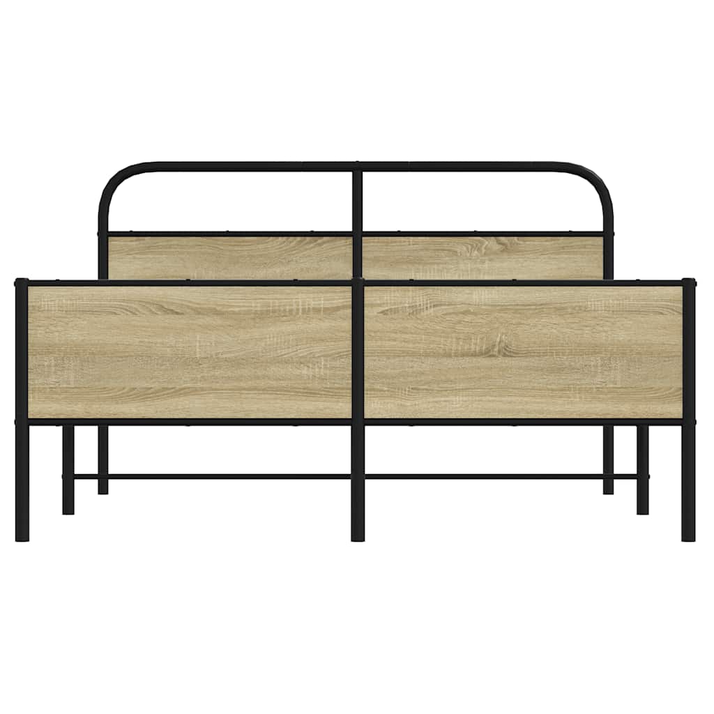 vidaXL Σκελετός Κρεβ. Χωρίς Στρώμα Sonoma Δρυς 150x200 εκ. Μεταλλικό