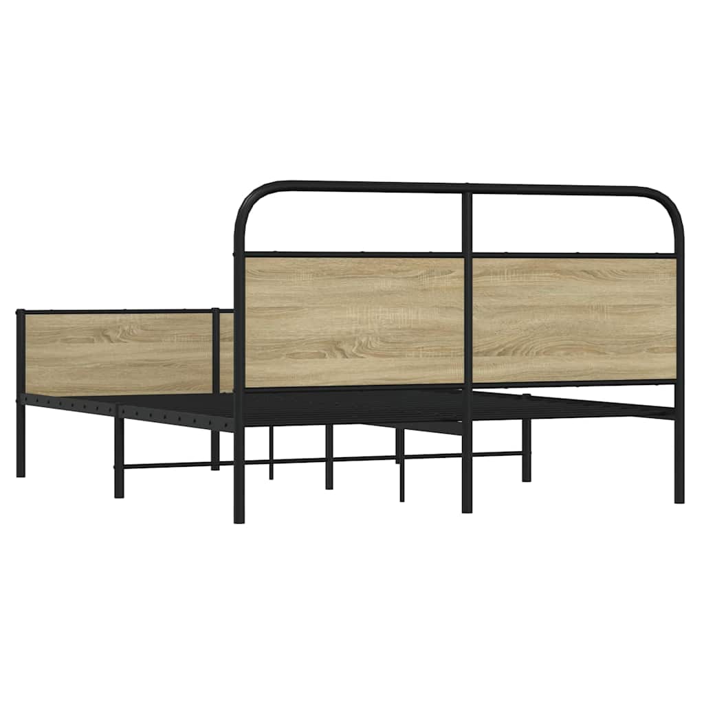 vidaXL Σκελετός Κρεβ. Χωρίς Στρώμα Sonoma Δρυς 150x200 εκ. Μεταλλικό