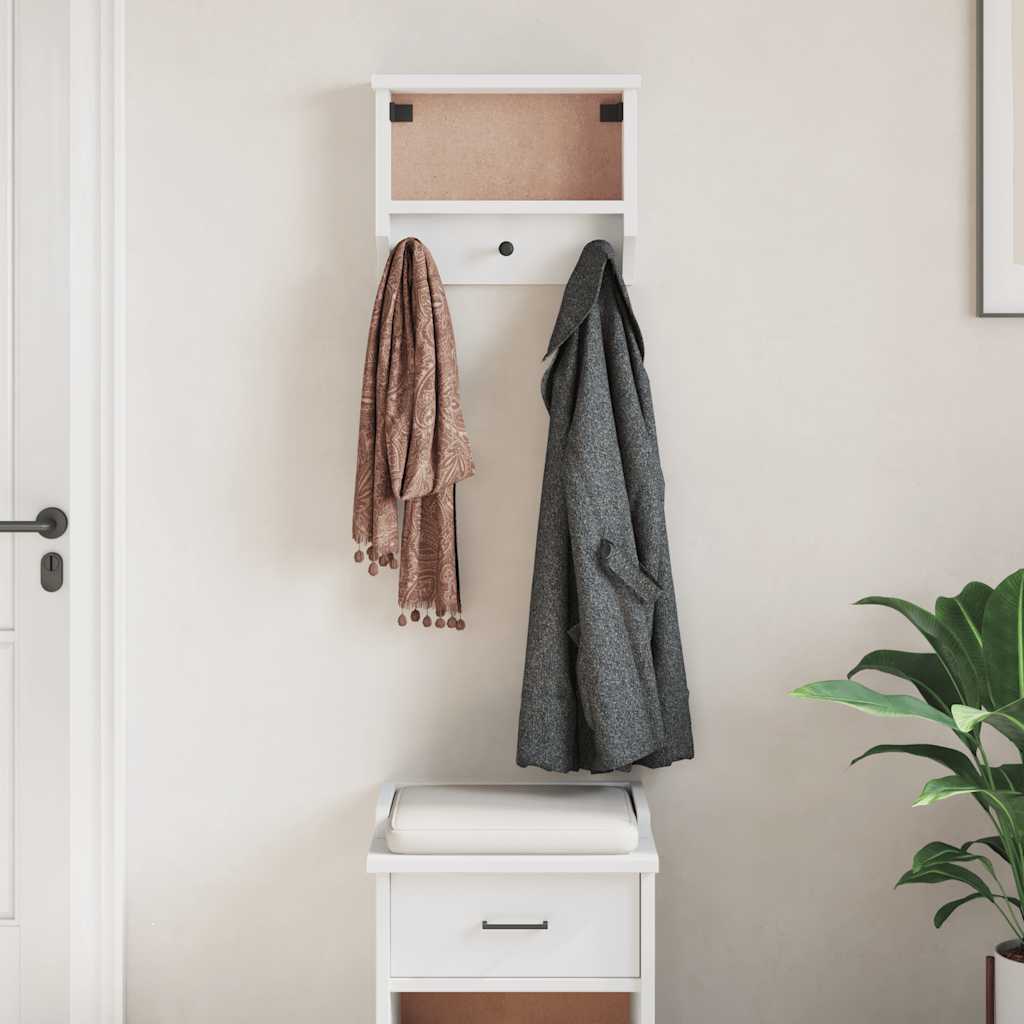 vidaXL Επίτοιχη κρεμάστρα παλτών SANDNES Λευκό 45x12x35 εκ. Πεύκο ξύλο