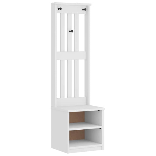 vidaXL Δέντρο χωλ SANDNES Λευκό 45x40x159,5 εκ. Πεύκο μασίφ ξύλο