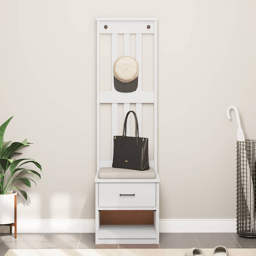 vidaXL Δέντρο χωλ SANDNES Λευκό 45x40x159,5 εκ. Πεύκο μασίφ ξύλο