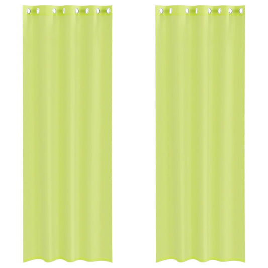 vidaXL Κουρτίνες Voile με ροδέλες 2 τεμάχια Πράσινο Μήλο 140x260 εκ.
