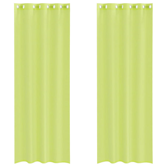 vidaXL Κουρτίνες Voile με ροδέλες 2 τεμάχια Πράσινο Μήλο 140x300 εκ.