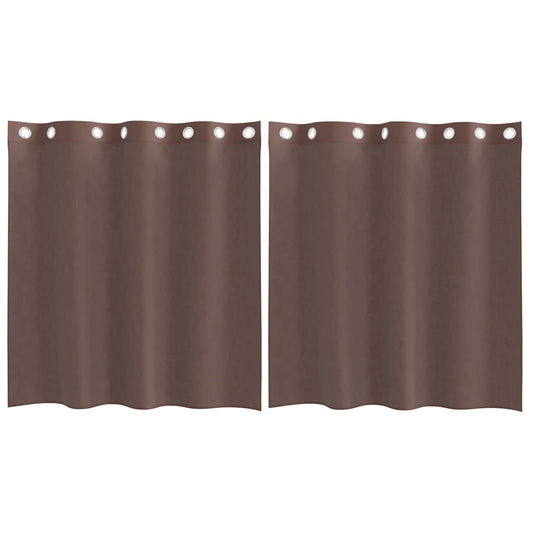 vidaXL Κουρτίνες Voile με ροδέλες 2 τεμάχια Καφέ 140x140 εκ.