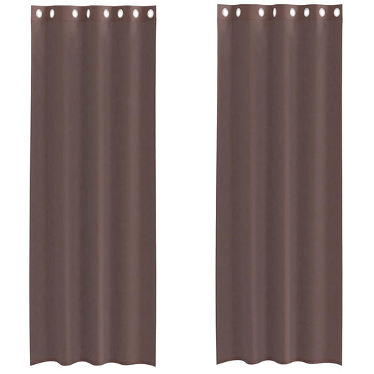 vidaXL Κουρτίνες Voile με ροδέλες 2 τεμάχια Καφέ 140x300 εκ.