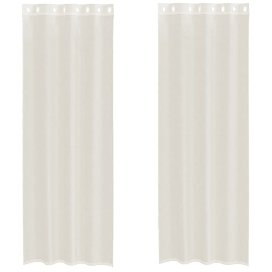 vidaXL Κουρτίνες Voile με ροδέλες 2 τεμάχια Κρεμ 140x300 εκ.