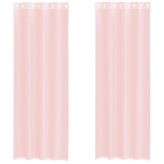 vidaXL Κουρτίνες Voile με ροδέλες 2 τεμάχια Ανοιχτό Ροζ 140x260 εκ.