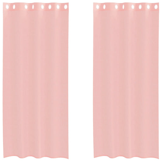 vidaXL Κουρτίνες Voile με ροδέλες 2 τεμάχια Ροζ 140x225 εκ.