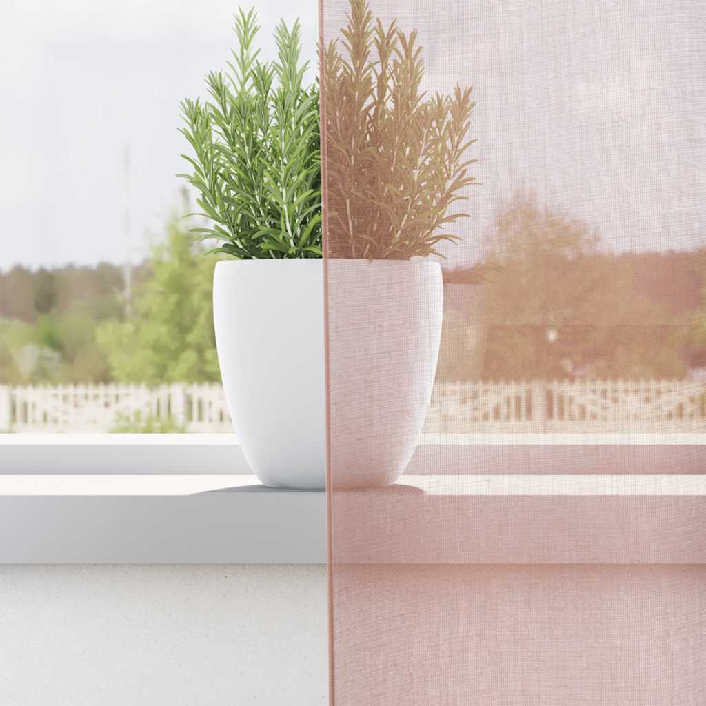 vidaXL Κουρτίνες Voile με ροδέλες 2 τεμάχια Ροζ 140x225 εκ.