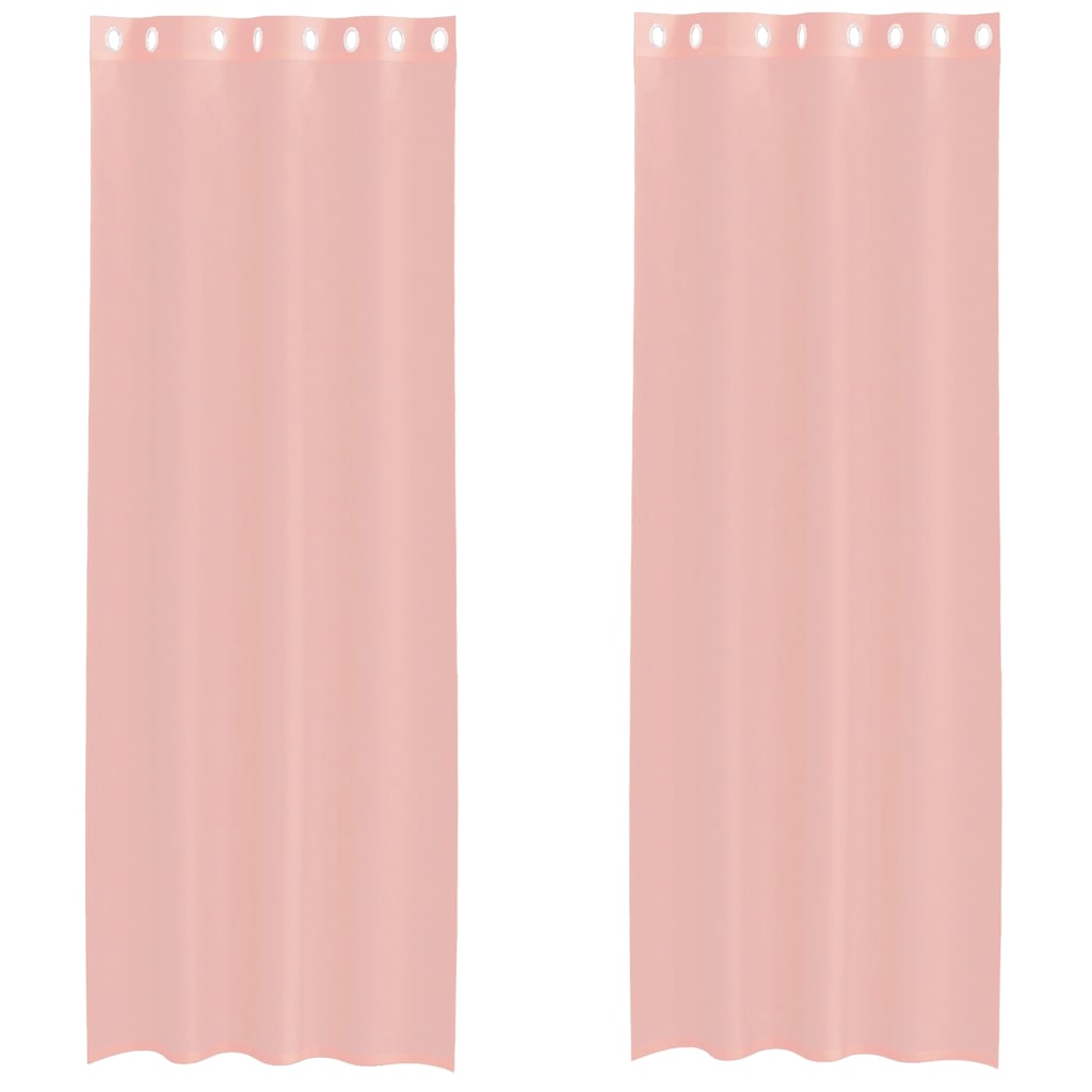 vidaXL Κουρτίνες Voile με ροδέλες 2 τεμάχια Ροζ 140x260 εκ.