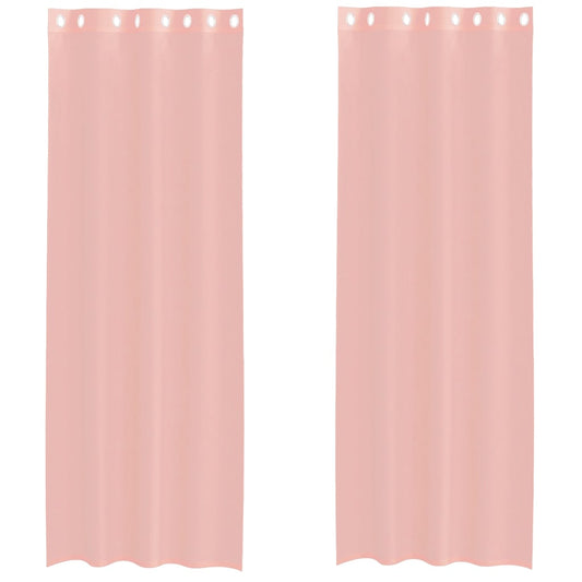 vidaXL Κουρτίνες Voile με ροδέλες 2 τεμάχια Ροζ 140x260 εκ.