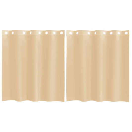 vidaXL Voile κουρτίνες με ροδέλες 2 τεμάχια Χρώμα Άμμου