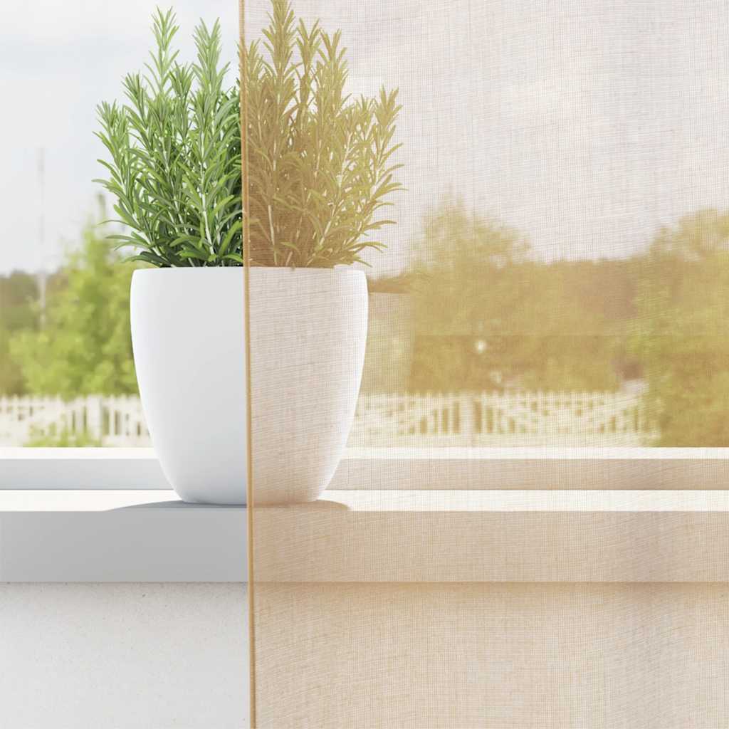 vidaXL Voile κουρτίνες με ροδέλες 2 τεμάχια Χρώμα Άμμου