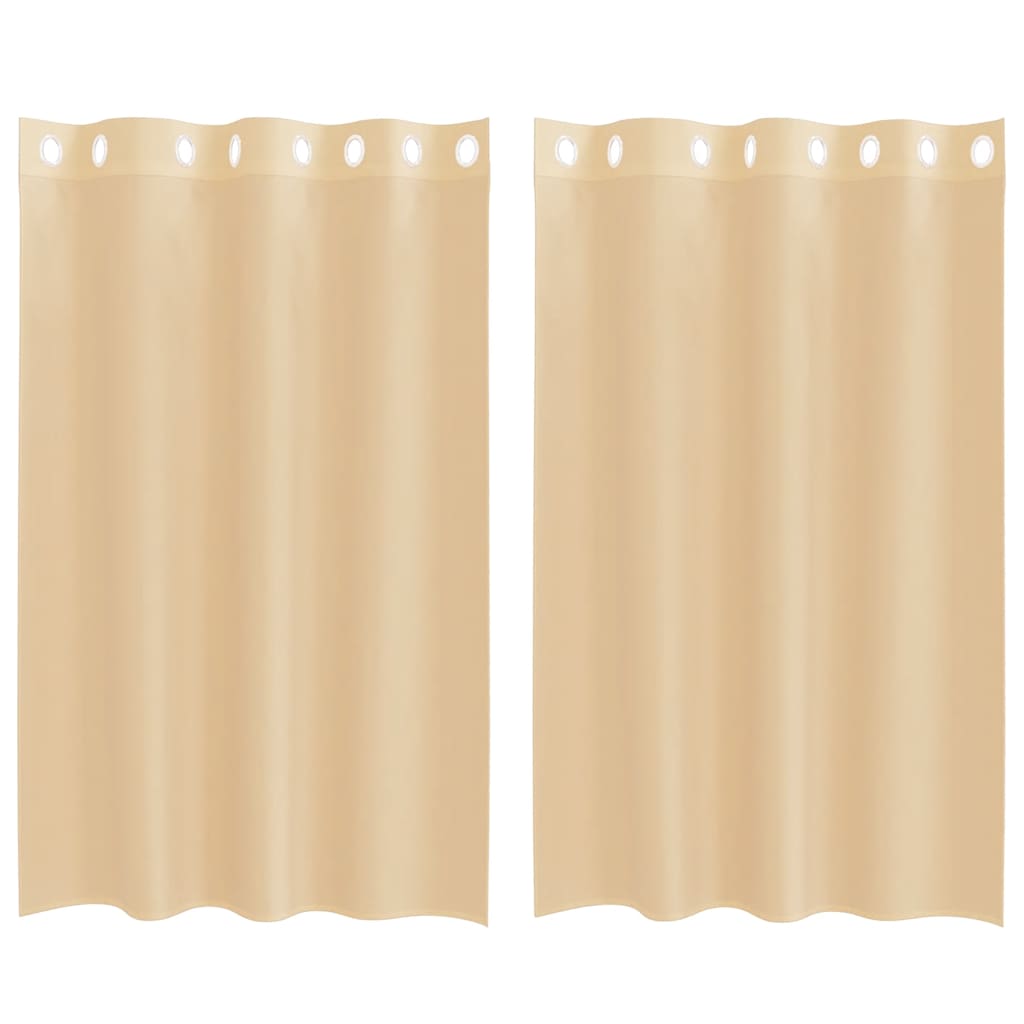 vidaXL Voile κουρτίνες με ροδέλες 2 τεμάχια Χρώμα Άμμου