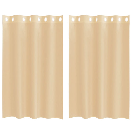 vidaXL Voile κουρτίνες με ροδέλες 2 τεμάχια Χρώμα Άμμου