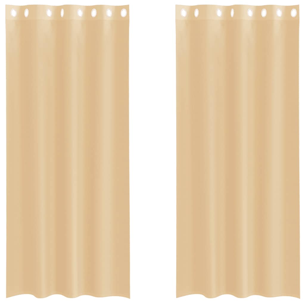 vidaXL Voile κουρτίνες με ροδέλες 2 τεμάχια Χρώμα Άμμου