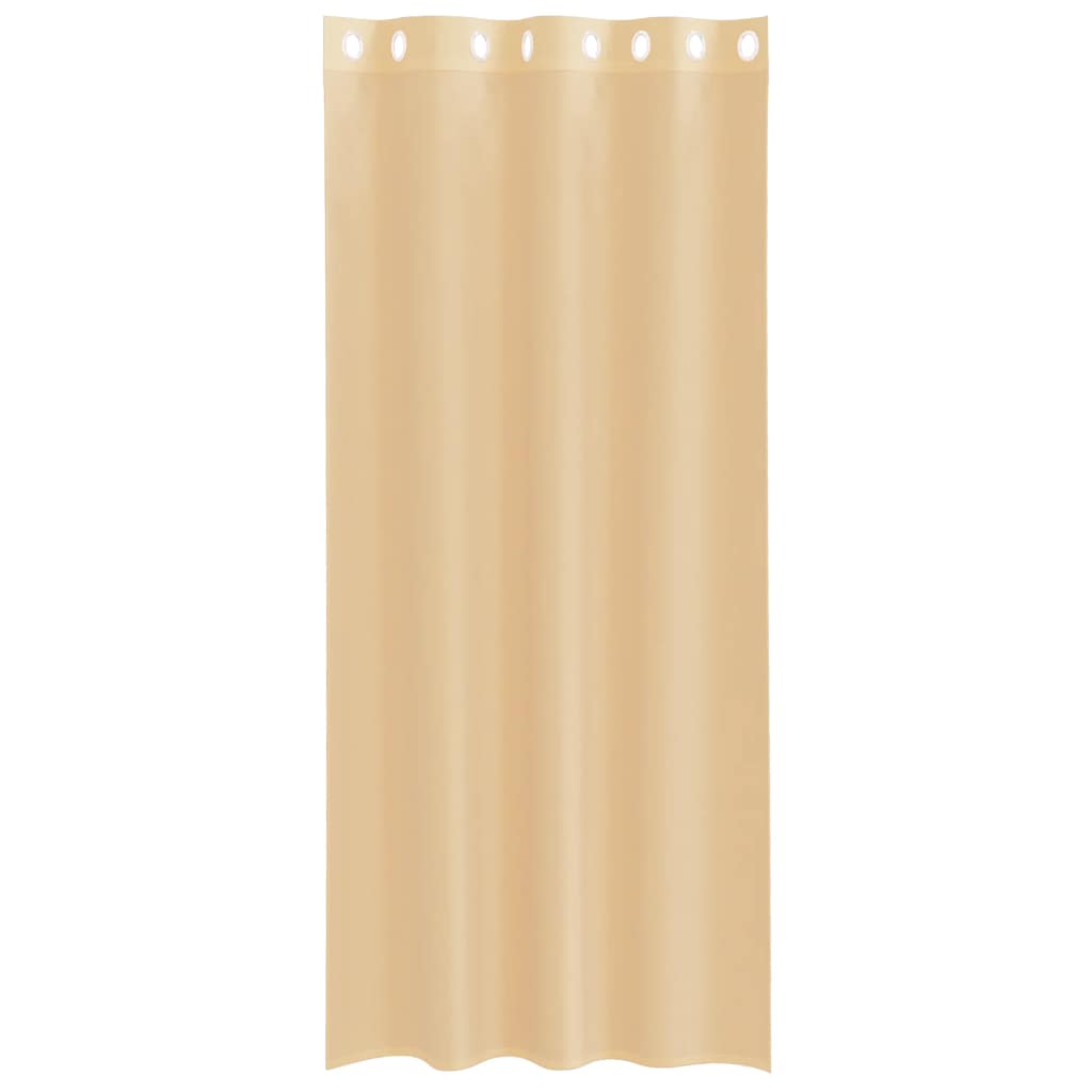 vidaXL Voile κουρτίνες με ροδέλες 2 τεμάχια Χρώμα Άμμου