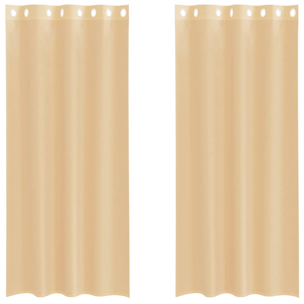 vidaXL Voile κουρτίνες με ροδέλες 2 τεμάχια Χρώμα Άμμου