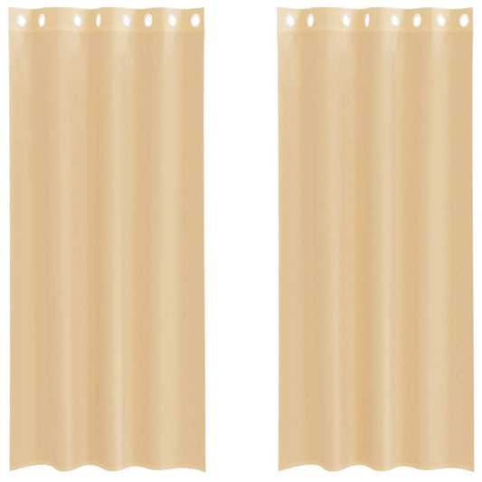 vidaXL Voile κουρτίνες με ροδέλες 2 τεμάχια Χρώμα Άμμου