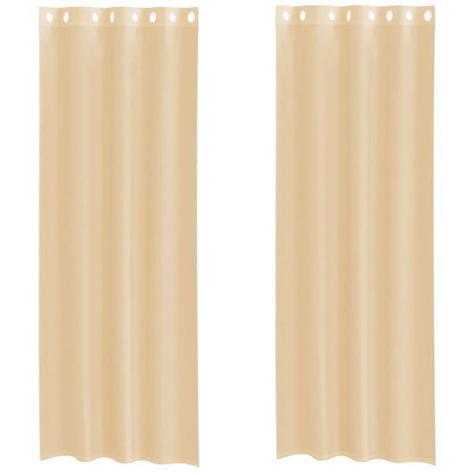 vidaXL Voile κουρτίνες με ροδέλες 2 τεμάχια Χρώμα Άμμου