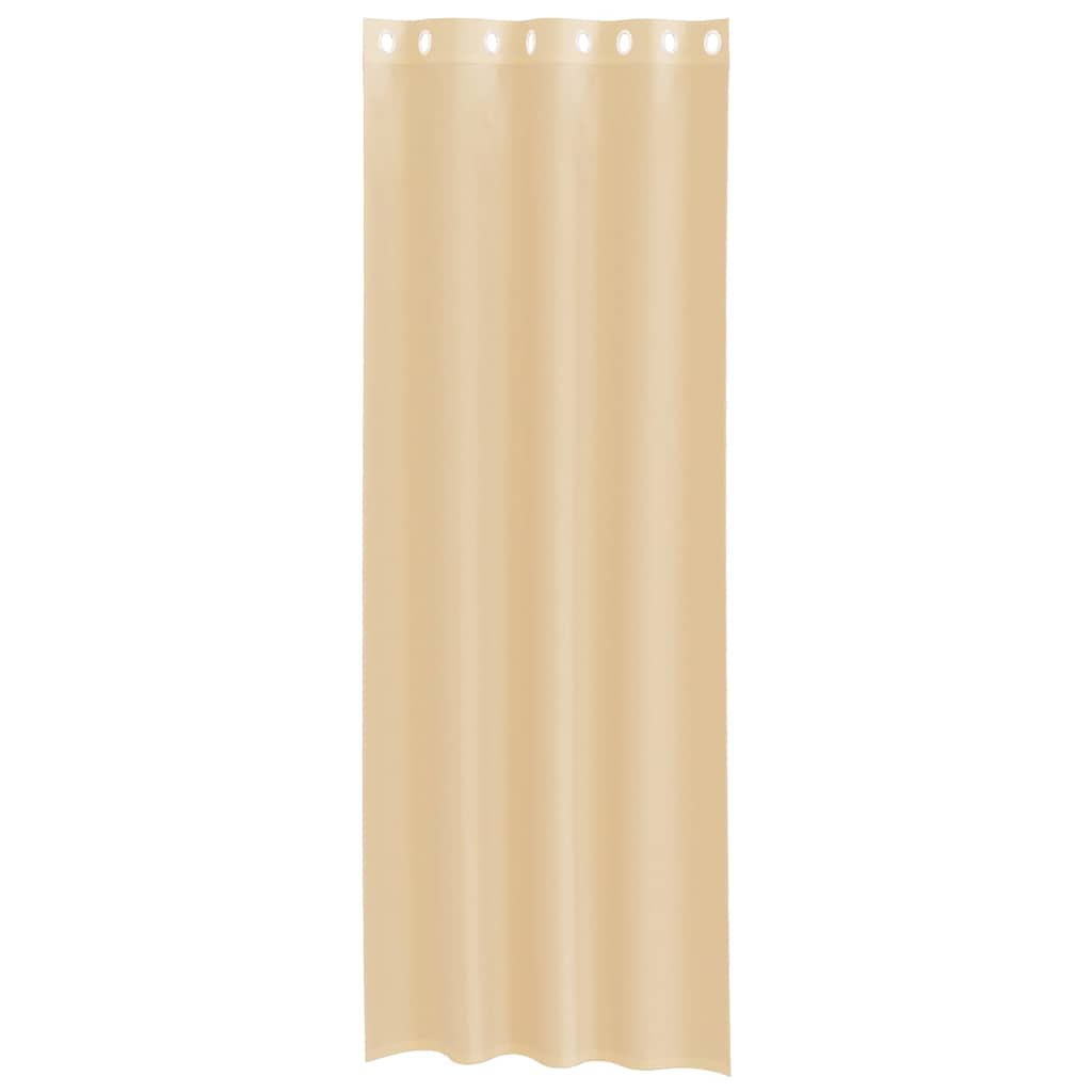 vidaXL Voile κουρτίνες με ροδέλες 2 τεμάχια Χρώμα Άμμου