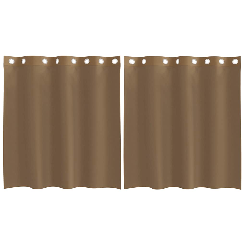 vidaXL Voile κουρτίνες με ροδέλες 2 τεμάχια Ανοιχτό Καφέ